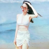 ราคา ชุดว่ายน้ำ เซ็ต3ชิ้น ชุดว่ายน้ำผู้หญิง ชุดเที่ยวทะเล ชุดสาวอวบ สายไขว้ สีขาว#BA095 (1731768078477527104)
