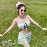 ราคา ชุดบิกินี่สีขาว ชุดว่ายน้ำผู้หญิง ชุดว่ายน้ำกระโปรง เซต3ชิ้น มีฟองน้ำ ผ้าลูกไม้คุณภาพสูง beach (1732320310826142542)