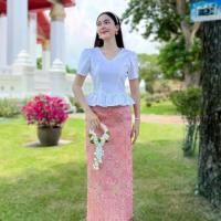 ราคา ผ้าถุง ผ้าฝ้ายทอยกดอก ป้ายสำเร็จรูป ติดตะขอ ซิปหลังงาน อัดกาวทั้งชุดอัดกาวทั้งชุด (1731252279912466383)