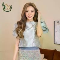 ราคา เสื้อผ้าไหม ผ้าถุง ชุดผ้าไหม ชุดออกงาน ชุดไปวัด ชุดทำบุญ เสื้อผ้าไหมแพรทิพย์ - ชุดไทยลิซ่า (เงินเสริมมงคล) (1731946491934442843)