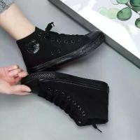 ราคา รองเท้าผ้าใบสูง, สีดำล้วน, สีดำล้วน, รองเท้าผู้หญิง, รองเท้าผ้าลำลอง, สไตล์เกาหลี, อินเทรนด์, เหมาะสำหรับนักเรียน, รองเท้าผู้หญิง (1731942177591887638)
