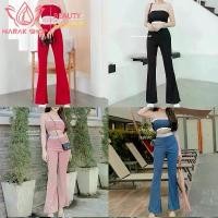 ราคา ชุดเข้าเซ็ตใส่ฤดูร้อน เสื้อเกาะอก+กางเกงขายาวขาบาน ชุดเข้าเซ็ต ชุดเซ็ตเรียบๆสีพื้นๆ (1731962606268286144)