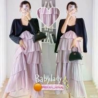 ราคา BB 536 ชุดคลุมท้อง BABYLADY งาน 2 ชิ้น ชุดเดรส+เสื้อคลุม ด้านบนเนื้อผ้ายืดคอตตอนสายเดี่ยว สายเลื่อนปรับระดับได้ ด้านหลังสม็อคยางยืด ตัดต่อกระโปรงด้วยผ้าไหมญี่ปุ่นเงาวิ้ง สวยมาก แ (1731490810990397785)