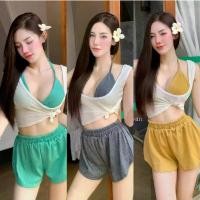 ราคา ชุดเซ็ท 3 ชิ้นขาสั้น (บรา+เสื้อคลุม+กางเกง) เล่นน้ำ สงกรานต์ งานทะเล เซ็กซี่ ชุดเซ็ทขาสั้นโชว์ Tippawan (PM017) (1731927473598923905)