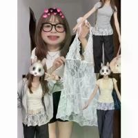 ราคา เสื้อชั้นในลูกไม้สีขาว สไตล์เซ็กซี่ คอเชือกแขวนคอ คอวีลึก เสื้อกั๊กแขนกุด เสื้อคลุม เสื้อผ้า เสื้อเบลาส์ คอนซีลเลอร์หน้าท้อง ขายดีในร้าน (1731542539675469700)