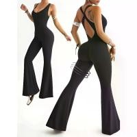 ราคา จั๊มสูทผู้หญิง ดีไซน์บิดเกลียว เปลือยหลัง คอวีลึก ผ่าข้าง สไตล์บาน [COD] (1731929088910853579)