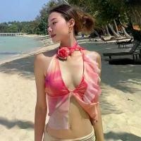 ราคา เสื้อ sexy เสื้อสายเดี่ยว hot item เสื้อสายผูกคอ ผูกหลัง แต่งดอกflower บล็อกบัสเตอร์ Women ผู้หญิง Clothing ชมพู เสื้อครอป เสื้อกล้ามผู้หญิง เสื้อคอร์เซ็ทเด็ดๆ เสื้อทรงคอร์เซ็ท (1731434872465623318)