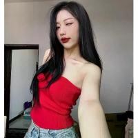 ราคา COD พร้อมส่งเสื้อเกาะอกแต่งดอกไม้ เกาะอกเว้าอก ผ้าทอไหมพรมถัก ทรงดีผ้ายืดเยอะ ใส่ปาร์ตี้ เที่ยวทะเล ใส่ซัมเมอร์นี้ ขายร้อน ผู้หญิง Clothing Women เสื้อครอป เสื้อสายเดี่ยว เสื้อ (1731193355376167514)
