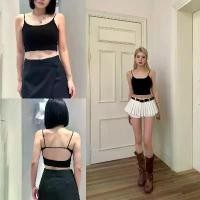 ราคา เสื้อกั๊กเซ็กซี่สำหรับผู้หญิง MoraGlow สีพื้น แบบใหม่ฤดูร้อน 2025 สวมใส่สบายไม่รัดรูป，เสื้อครอป，เสื้อสาย เดี่ยว，เสื้อกล้ามผู้หญิง，เกาะอก giselle black tank top bershka (1731628119561309089)