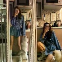 ราคา ชุดเดรสยีนส์แขนยาว จั้มสูท ชุดหมี กางเกงเอี๊ยม ชุดเอี๊ยม (1731953963590321579)