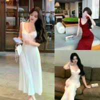 ราคา cherryshopพร้อมส่ง ชุดเดรส เดรสยาว กระโปรงยาว ชุดกระโปรง คอวี เซ็กซี่ สีพื้น สไตล์เกาหลี (1731825039408399586)