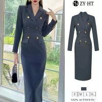 ราคา เดรสผู้หญิง สีเทา เดรสสูท เดรสทำงาน เดรส Hi-So เสื้อโค้ท สูท เดรสฝรั่งเศส 50562 (1731093578054010963)