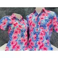 ราคา COD เสื้อคู่ เสื้อทีม ลายดอก 6855 สีชมพู สีฟ้า เหลือง ส้ม เขียวi (1731666704404481098)