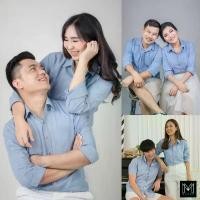 ราคา ชุดคู่รัก เสื้อคู่ (พร้อมส่ง) ไซต์ S-XXL เสื้อเชิ้ตแขนยาวคอปกสีฟ้า (1732155543981886017)