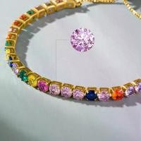 ราคา สร้อยข้อมือเทนนิส, พลอยสีสันสดใส, การตั้งค่าบาร์สีสันสดใส, ลูกบาศก์สายรุ้ง, ชุบทอง 18k และเงินแท้ 925, เครื่องประดับ (1731398626477706072)