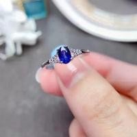 ราคา แหวนหมั้นแซฟไฟร์ ธรรมชาติ 100% สำหรับผู้หญิง 0.5ct 4mm*6mm แหวนไพลิน ชุบทอง 18K เงิน 925 เครื่องประดับพลอย (1731826676384892480)