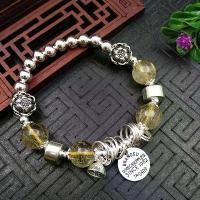 ราคา เครื่องประดับเงินแท้ 925 สไตล์ไทย แฮนด์เมด สร้อยข้อมือย้อนยุค เงิน ควอตซ์ Rutilated สีทอง เมล็ดบัว มือดอกบัว (1731804153385223192)