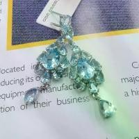 ราคา ต่างหูบุษราคัมสีฟ้า เงิน S925 ชุบแพลตตินั่ม (1731963722477503597)