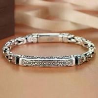 ราคา สร้อยข้อมือผู้ชาย สไตล์วินเทจ เงิน S925 ลายสันติภาพไทยิน บุคลิกภาพ อินเทรนด์ ตัวหนา เดี่ยว งานฝีมือเก่า เครื่องประดับของขวัญ (1731905245585901188)