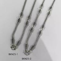 ราคา สร้อยคอเงินแท้ ลายบาหลี รมดำ หนา 2.5 มิล ยาว 26 นิ้ว / 3 ห่วง (BKN25-1) / 5 ห่วง (BKN25 สร้อย เงิน เชือก เปล่า (1731441399536323005)
