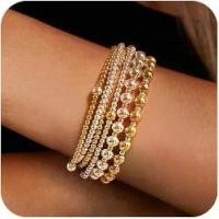 ราคา สร้อยข้อมือลูกปัด, ยืดหยุ่นหลายชั้น, 2MM/4MM/6MM, ชุดสร้อยข้อมือวางคว่ำ, ชุบทอง / เงิน 14K โอชะ, ขนาด 6.5 นิ้ว, สำหรับผู้หญิง, ของขวัญเครื่องประดับอินเทรนด์ (1731296785569318678)
