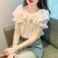 ราคา เสื้อนัวเนีย สไตล์ฝรั่งเศส เรียบหรู ดีไซน์ฤดูร้อนของผู้หญิง เสื้อเชิ้ตสายเดี่ยวเก๋ๆ แขนพัฟผ้าชีฟอง เสื้อเชิ้ตตัวเล็ก เสื้อ สียีนส์ เสื้อยืด pastel สี ฟ้า แขน ระบาย ผ้า แฟชั่น ราค (1731672648404731734)