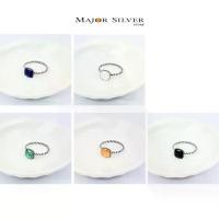 ราคา [พร้อมส่ง] แหวนเงินแท้ 92.5% หัวสี่เหลี่ยม 8 มิล รมดำ ติดหินแท้ เทอควอยซ์ มุก ลาพิส ปะการัง นิล Major Silver (1732324587280370330)