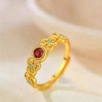 ราคา แหวนสไตล์วังย้อนยุคจีน สำหรับผู้หญิง ทองทราย ฝังสีแดงโบราณ ดีไซน์เรียบหรู ระดับไฮเอนด์ เก็บสีได้ดี แหวน พลอย สีแดง engagement rings เครื่อง ประดับ สี ไม่ ตก (1732217227113630197)