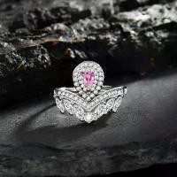 ราคา แหวนฝัน เจ้าหญิง มงกุฎเพชร หยดน้ำสีชมพู เปิดสำหรับผู้หญิง มาร์ควิส เพชร V แถว (1731625492759152083)