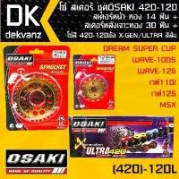 ราคา plqxzmSHOP12 ปัจจุบัน โซ่ สเตอร์ ชุด OSAKI เวฟ110i,เวฟ125,WAVE-100S,WAVE-125,MSX, DREAM SUPER CUP สเตอร์หน้า ทอง 14ฟัน + สเตอร์หลังเจาะทอง 30ฟัน+ โซ่สี 420-120ข้อ สีส้ม Motorcycle มอเตอร์ไซค์ (1731784