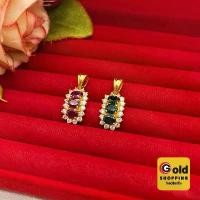 ราคา จี้ทองฝังพลอยเรียงล้อมเพชร ทับทิม,ไพลิน (พลอยแท้) ขนาด 1x1.5cm ทองไมครอน เรียบหรู งานสวยพร้อมส่ง (1731764470169832310)