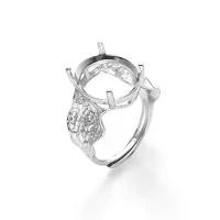 ราคา แหวนเงินแท้ S925 การตั้งค่าแหวนเปล่า สำหรับผู้หญิง ฝังด้วยทัวร์มาลีน หยก และอำพัน การตั้งค่าแหวนเปิด 13*16 (1731738272620577870)