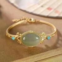 ราคา สร้อยข้อมือเงินแท้ S925 สำหรับผู้หญิง สร้อยข้อมือทองเหอเทียน ไพลิน หยก เทอร์ควอยซ์ สไตล์วินเทจ ปรับได้ (1729939691388767221)