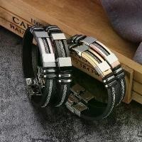 ราคา สร้อยข้อมือสแตนเลส, แฟชั่น, สำหรับผู้ชาย, สายรัดข้อมือ, หางเสือ Grooved สีดำ, การแทรกลิงค์ตาข่ายซิลิโคน, สายรัดข้อมือพังก์, กำไลข้อมือลำลอง สร้อย ข้อ กํา ไล เลส หยก bracelet könig (1731572210522688088