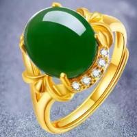 ราคา แหวนเพชรสีเขียวเทียม ชุบทองเวียดนาม พลอยหยกฝังทอง มรกต สไตล์วินเทจ (1731399449251317612)