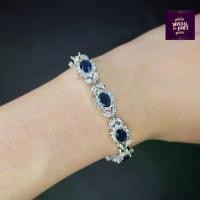 ราคา สร้อยข้อมือ ไพลิน CZ ทรงรีล้อมเพชร ร้านแม่เล็กเพชรและพลอยมงคล [SB 3] (1731244222363633369)