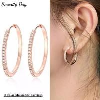 ราคา ต่างหูห่วง Moissanite, สีโรสโกลด์ Serenity, สำหรับผู้หญิงและผู้ชาย, ต่างหูเงินแท้ S925, ชุบด้วยทองคำ 18K, ต่างหูสตั๊ด, เครื่องประดับชั้นดี (1731516221195716010)