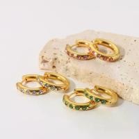 ราคา ต่างหูแฟชั่น ชุบทอง 18K สแตนเลส ฝังเพทายสีแดง/ชมพู/เขียว/ขาว ต่างหูห่วง ต่างหู เกาหลี (1732279814502909952)