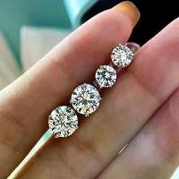 ราคา ต่างหูเพชร Moissanite สี่หนามเตยเม็ดเดี่ยว เงินแท้ 92.5% พร้อมกล่อง-A7368 แนะนำ (1731507971830549432)