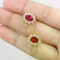 ราคา [พร้อมส่ง] ต่างหูพลอยแดงล้อมเพชร ต่างหูเพชร ต่างหูทองชุบ ต่างหูทับทิม 0271 (1731416181394080955)