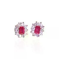 ราคา Axora ต่างหูทับทิม พลอยสี่เหลี่ยม สีชมพู พลอยสีแดง ซัฟไฟร์ ต่างหูล้อม Ruby and pink sapphire earrings (1729992572281194978)