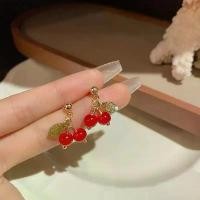 ราคา ส่งด่วนต่างหูเชอรี่ ต่างหูแฟชั่นสไตล์เกาหลี ต่างหูทอง ต่างหูโลหะ ER111 (1731718864250045461)