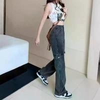 ราคา กางเกงลำลองทรงตรง ดีไซน์หลวม สไตล์สปริงและฤดูใบไม้ร่วง หลายกระเป๋า ชุดเอี๊ยมยีนส์ย้อนยุคอเมริกัน สำหรับผู้หญิง karina aespa skirt สร้อย สมายด์ สไตล์ สาวอวบ กางเกงยีนส์ คน อ้วน กางเกงยีนส์ กระบอก (1731