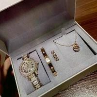ราคา นาฬิกาผู้หญิง ดีไซน์หรูหรา ชุด 5 ชิ้น นาฬิกาเต็มไปด้วยดวงดาว ทำจากเหล็กไททาเนียม สร้อยข้อมือ เหมาะสำหรับเป็นของขวัญวันวาเลนไหรับแฟนและภรรยา ของขวัญเซอร์ไพรส์ที่ใช้งานได้จริง ก ํ (1731622255303623925)