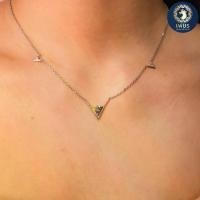 ราคา สร้อยคอตัววีฝังเพชร Fancy Sapphire สร้อยคอทองคำ 9k สีไวท์โกลด์ (1731948831675090310)