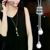 ราคา สร้อยคอยาว สไตล์เรียบหรู สำหรับผู้หญิง โซ่และพู่ สร้อยคอเพชร ยาวและเรียบง่าย จี้เกลียวมุก (1732112028486568404)