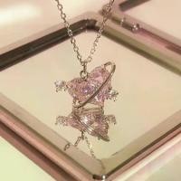 ราคา สร้อยคอเพชร รูปหัวใจ สีชมพู เบาและหวาน สไตล์สุภาพสตรีและดาวเคราะห์ สร้อย กัลปังหา แท้ ขาว (1731974704789948957)