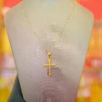 ราคา สร้อยคออิตาลี 18k แท้ ดีไซน์ไม้กางเขน ชุบทอง 99.99% สร้อยคอผู้ชายและผู้หญิง เครื่องประดับจี้ไม้กางเขน ทนทาน ไม่ลอก ขายโดย AU750 น้ำหนัก 0.56g (1731657330264868295)