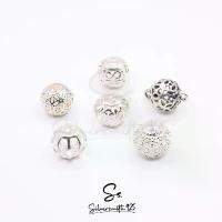 ราคา ลูกปัดเงินแท้ 92.5% ขนาด 10 มิล ทรงกลมมีลวดลาย สำหรับสร้อยข้อมือ สร้อยคอ สร้อยข้อเท้า อะไหล่เงินแท้ COD (1731565866631071341)