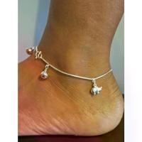 ราคา พร้อมส่งจากไทย สร้อยข้อเท้า ลายกระดูกงูกลม ห้อยประดับช้างน้อยสลับกระพรวน ยาว25cm ชุบเงินแท้925 สินค้าพร้อมส่ง (1731674939824833615)